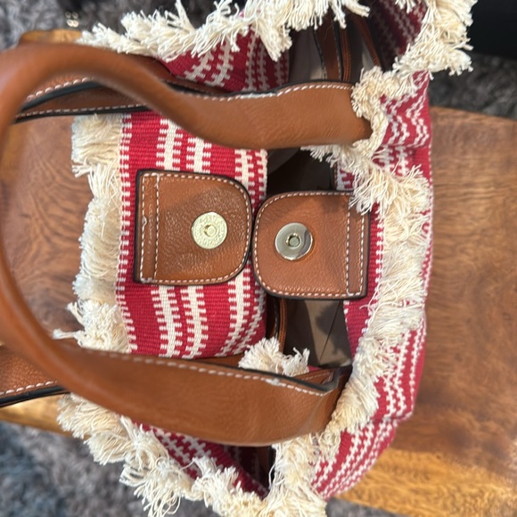 Clarks fringe striped leather and canvas tote - Picture 10 of 14